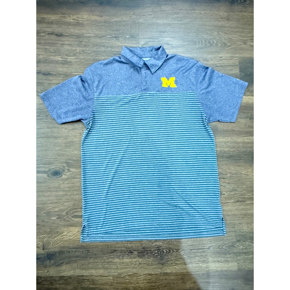 Champion Michigan Wolverines men's Blue Striped Golf Polo Large